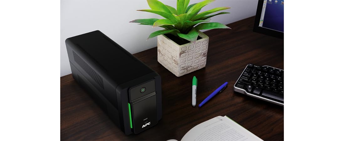 Apc Ups 950Va Line Interactive Ups Battery Backup, Bvk950M2 Backup Battery With Avr, 2 Usb Charging Ports (Type C/Type A), Back