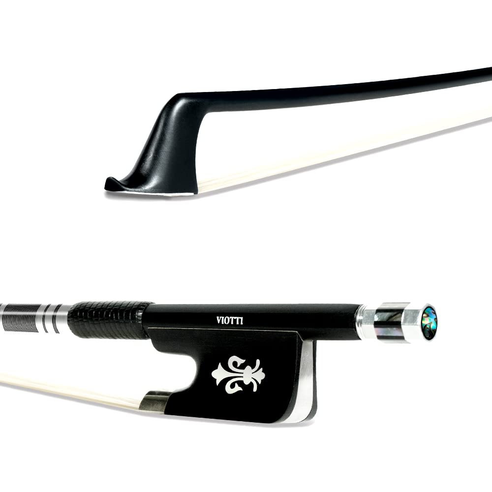 Viotti Carbon Fiber Cello Bow, Hand Crafted By Professional Bow Makers, Strong, Stiff & Well Balanced, Made With Mongolian Horse