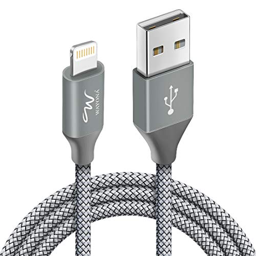 Wayona Nylon Braided 2M / 6Ft Fast Charge Usb To Lightning Data Sync And Charging Cable For Iphone, Ipad (6 Ft Pack Of 1, Grey)