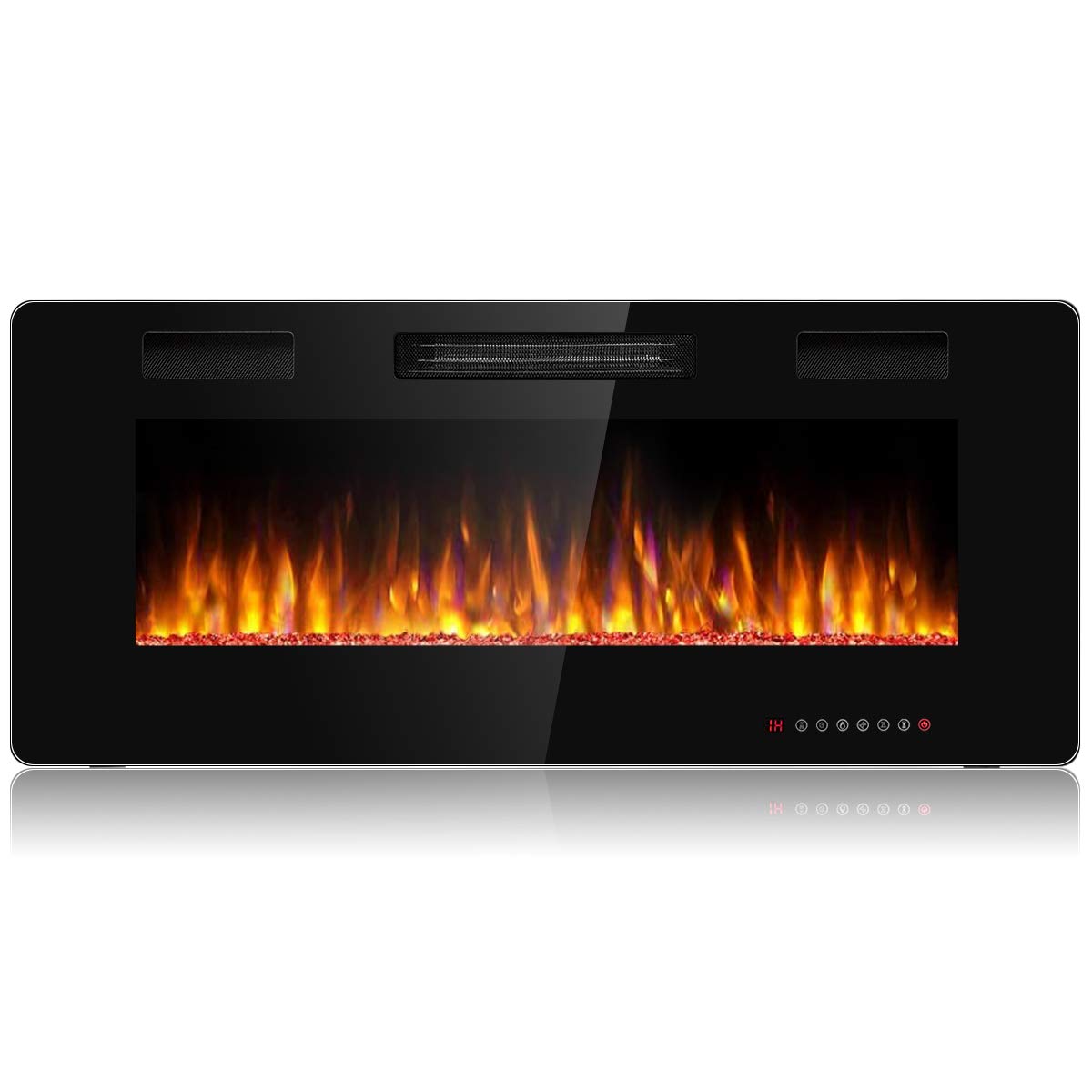 Tangkula 42 Inches Recessed Electric Fireplace, In Wall & Wall Mounted Electric Heater With Adjustable Flame Color & Speed, Remo