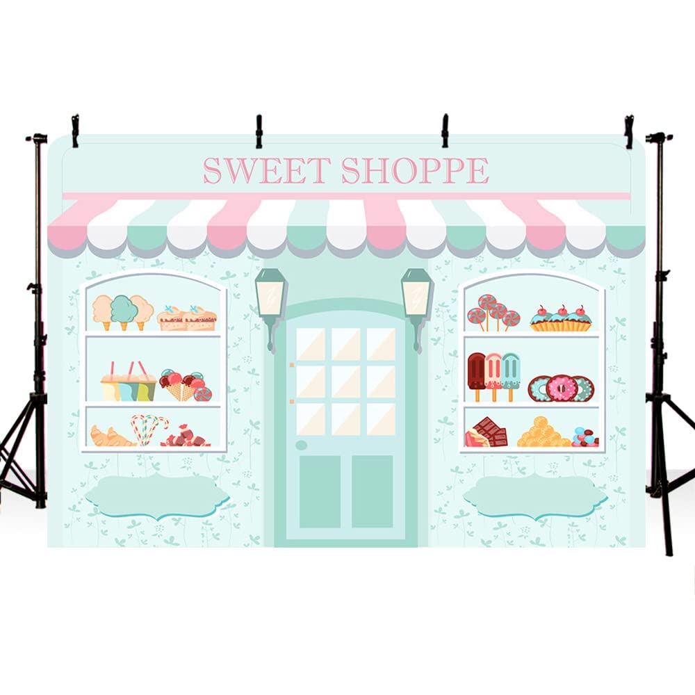 Mehofond 7X5Ft Sweet Shoppe Backdrop Dessert Parlor For Girl Birthday Photography Background Kids Party Banner Baby Shower Donut