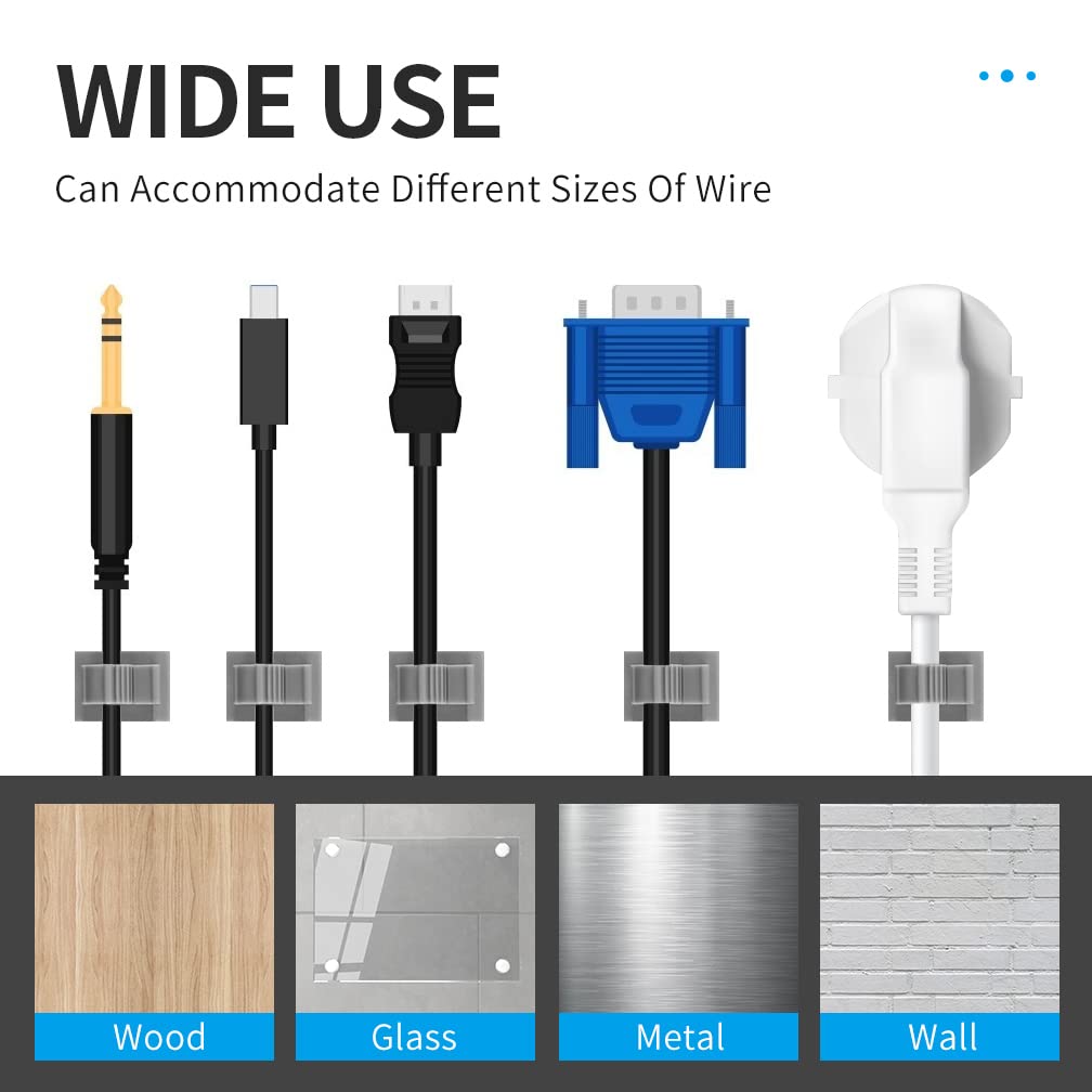 30 Pack Viaky Wire Holder For 0.4 Inch(Max) Cable   Cable Management Organizer Cable Clips Strong Adhesive Cord Hooks   Home, Of