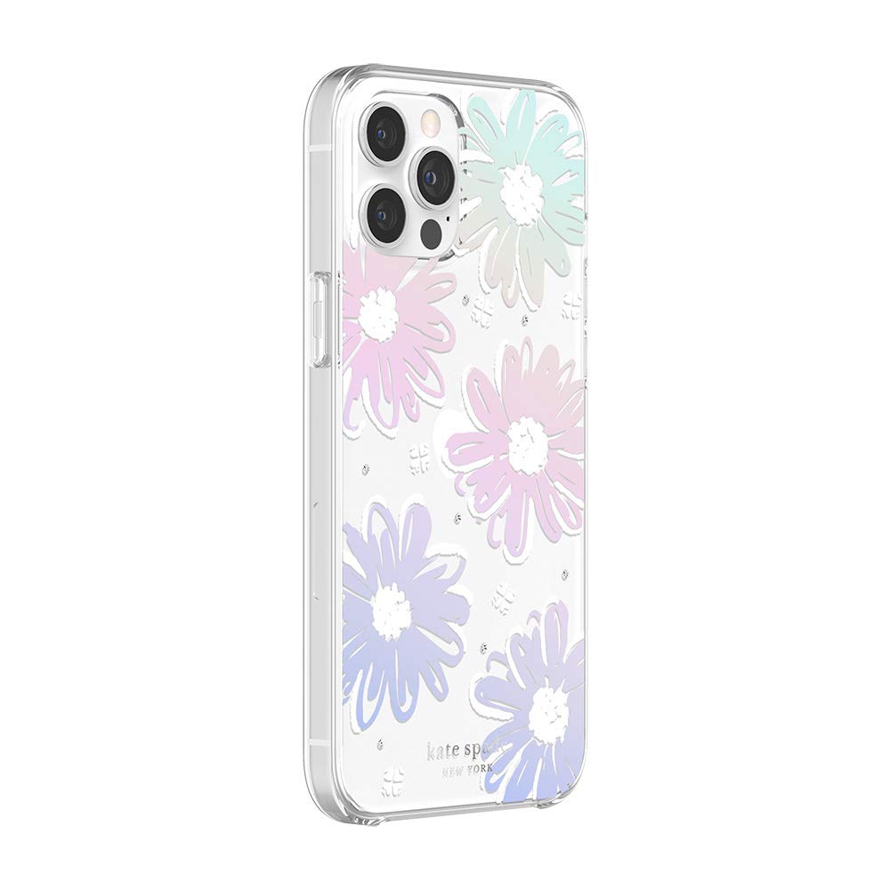 Kate Spade New York Protective Hardshell Case Compatible With Iphone 12 Pro Max   Daisy Iridescent Foil/White/Clear/Gems