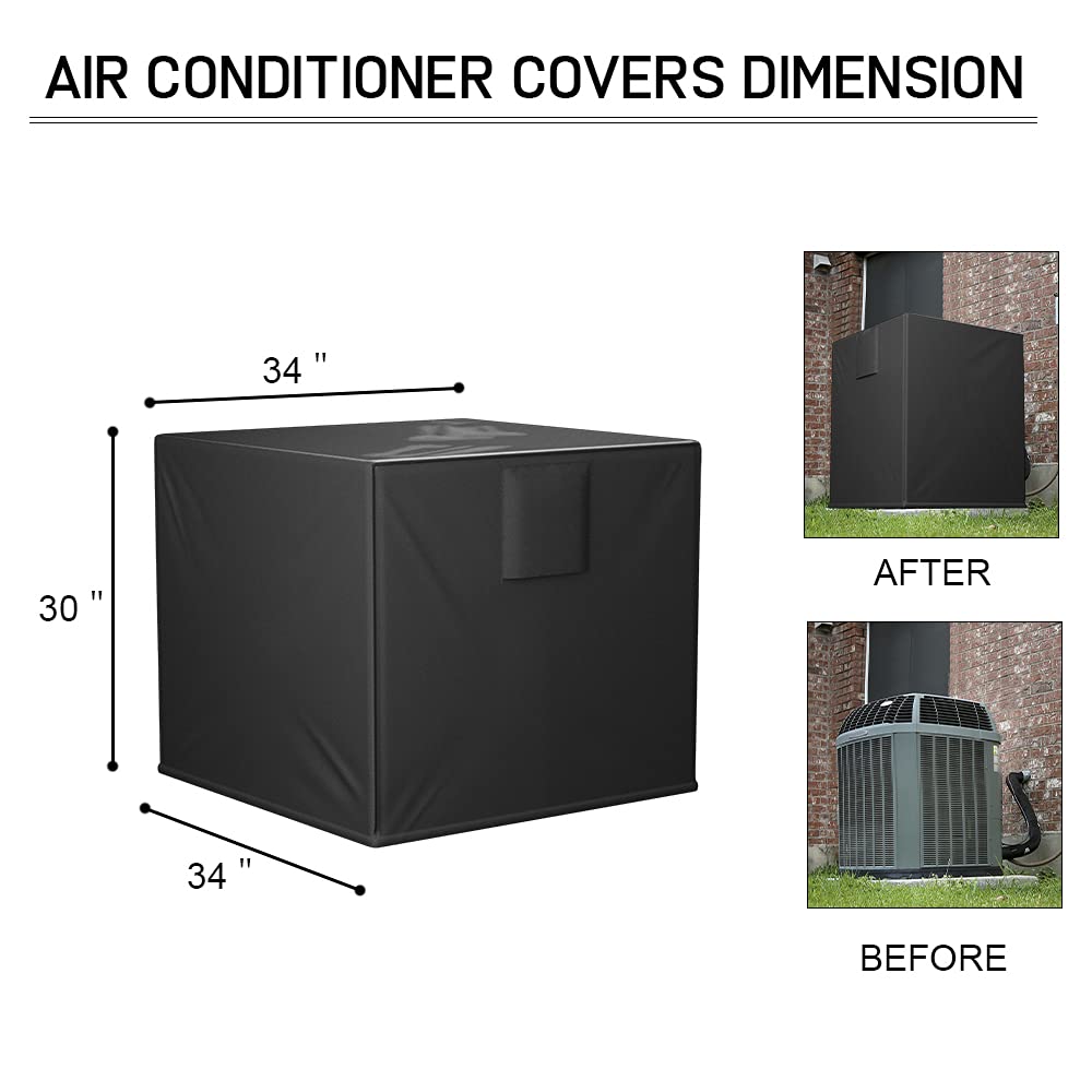 Bewave Air Conditioner Cover For Outside Units, Waterproof Durable Duty Outdoor Square Air Condition Covers Fits Up To 34X34X30