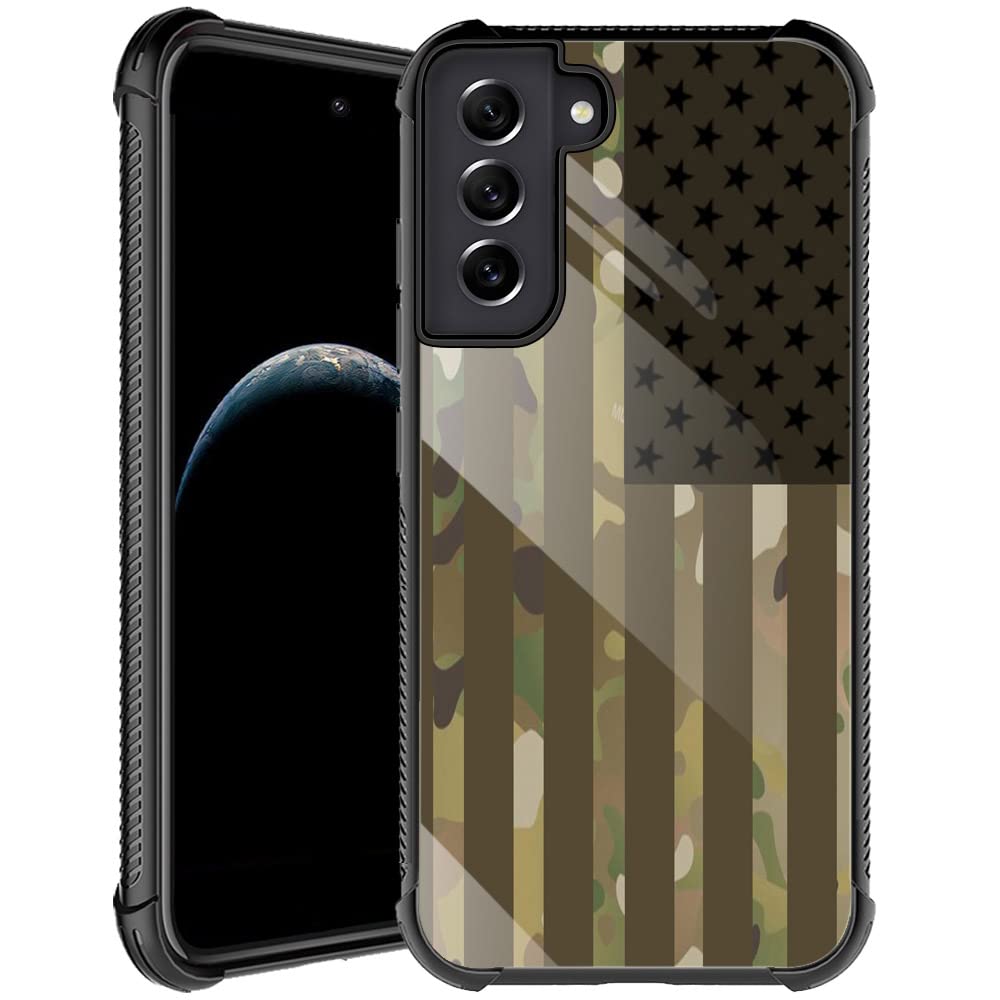 Samsung Galaxy S21 Case,Green Camouflage Usa Flag Galaxy S21 Cases For Boys Men,Anti Scratch Soft Tpu Protect Pattern Design Cas
