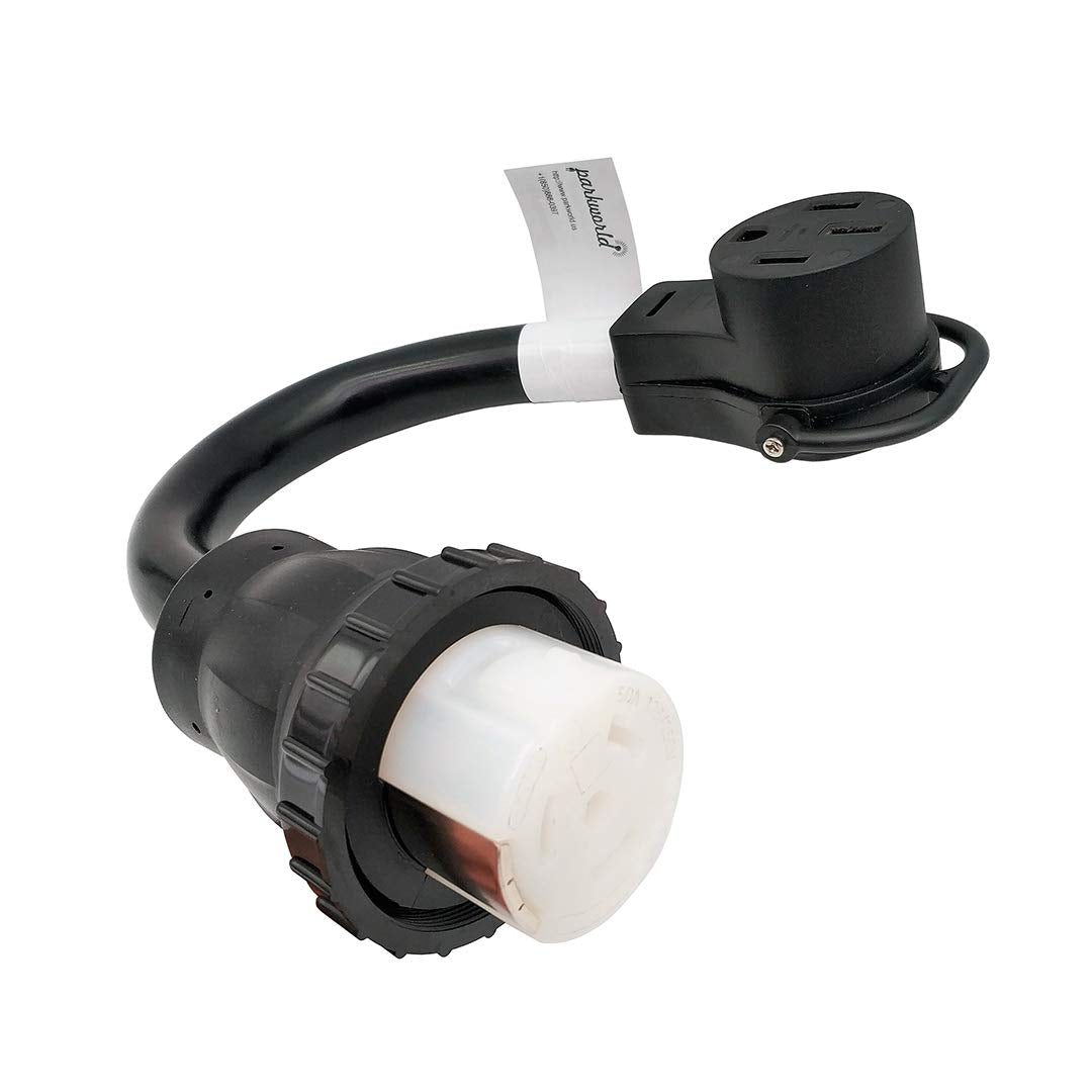 Parkworld 68741 Generator 50A Adapter Cord Ss2 50R To 14 50R For Both Rv & Ev Outlet, 6 Gauge Wire, 6 Awg,1.5Ft