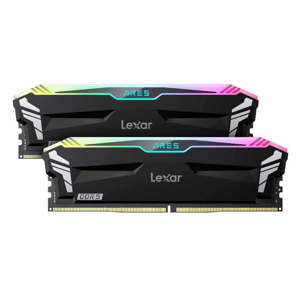 Lexar 32Gb (2X16Gb) Ares Rgb Ddr5 Ram 6400Mt/S Cl32 1.4V Desktop Memory - Intel Xmp 3.0 & Amd Expo Compatible, Black (Ld5Eu016G-
