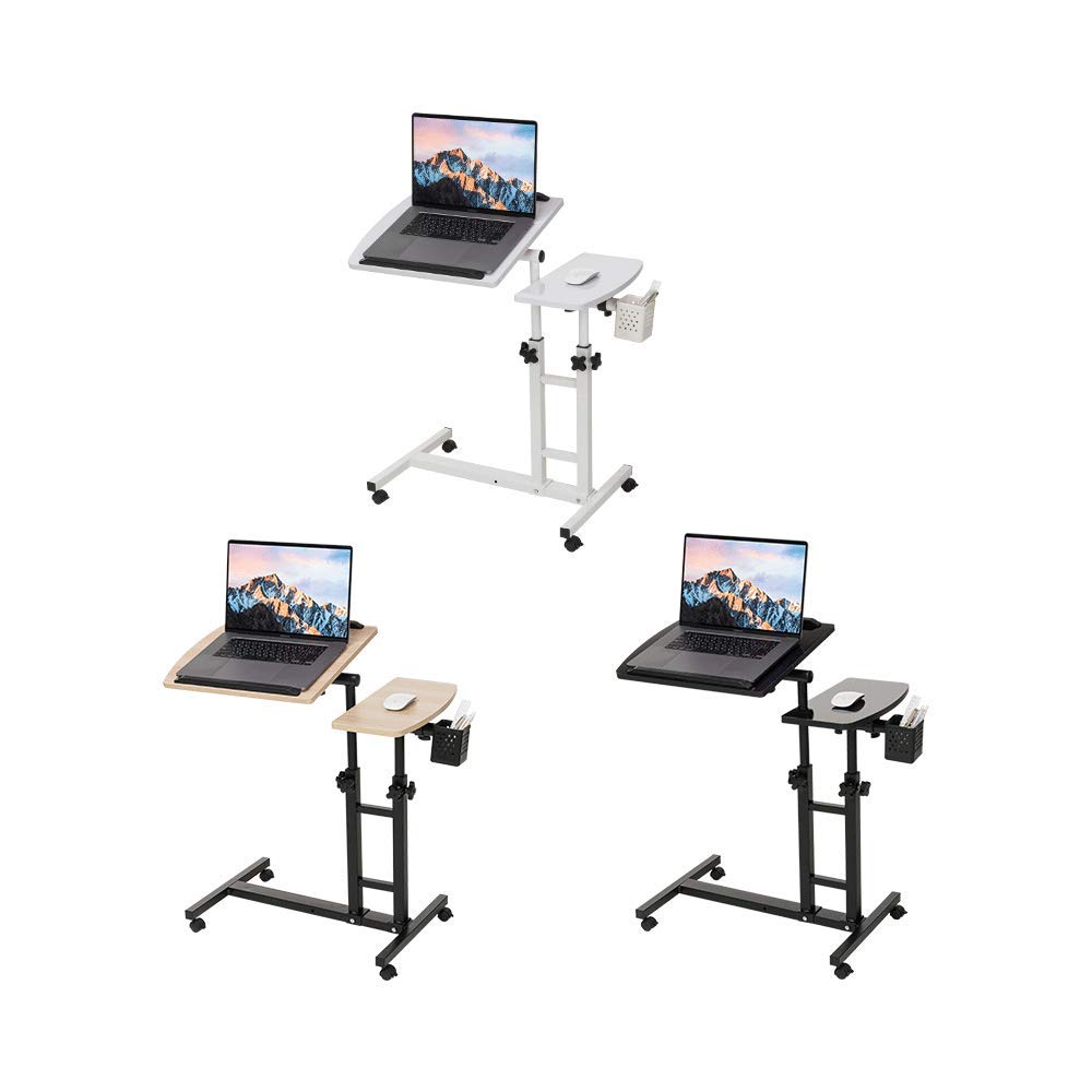 Farios Adjustable Laptop Desk With Cart, Computer Workstation, Bed Side Table, Tiltable Table And Mouse Pad For Laptop Dark Blon