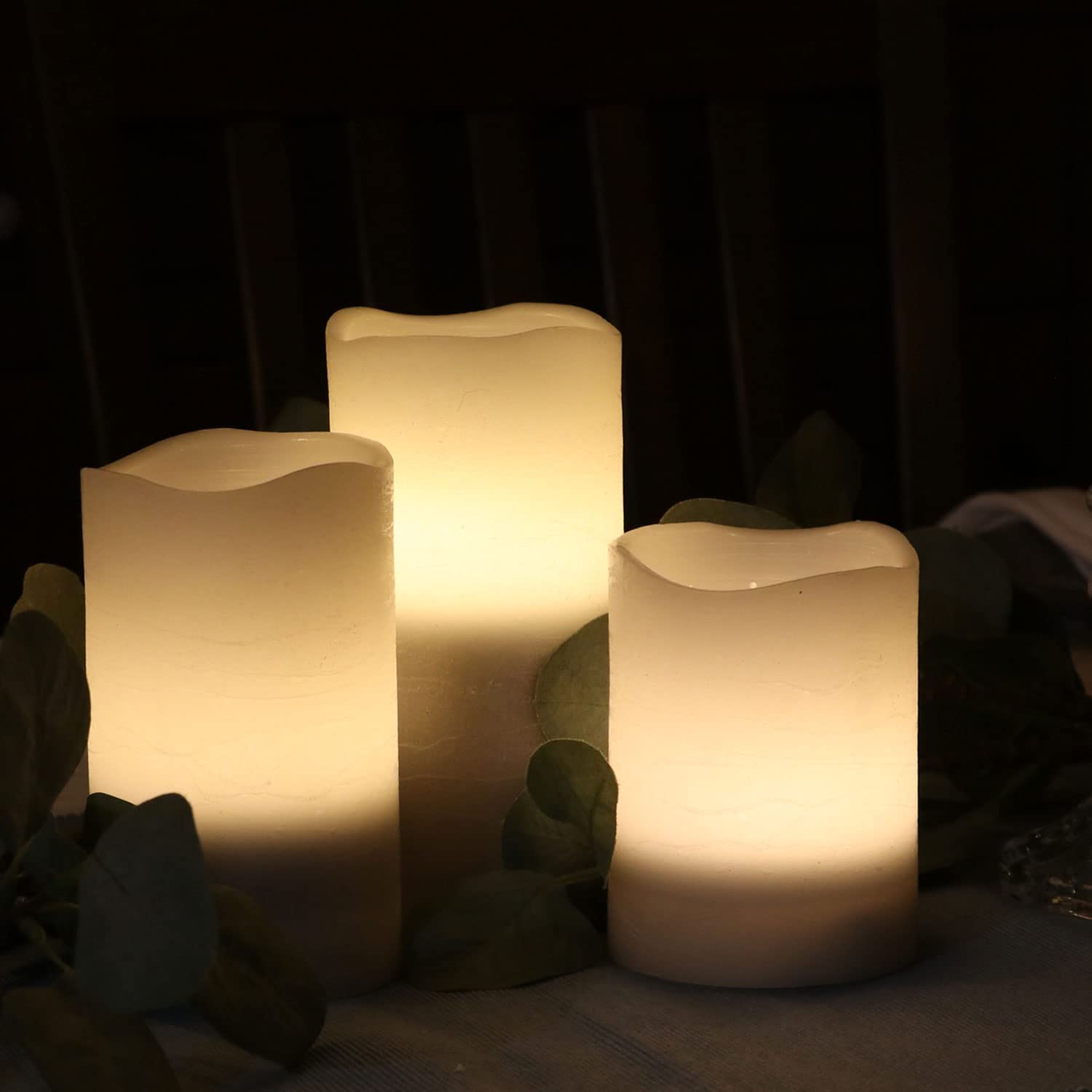 Rhytsing Grey Battery Operated Flameless Led Candles With Timer Function, Warm White Light, Real Wax Finish, 6 Batteries Include
