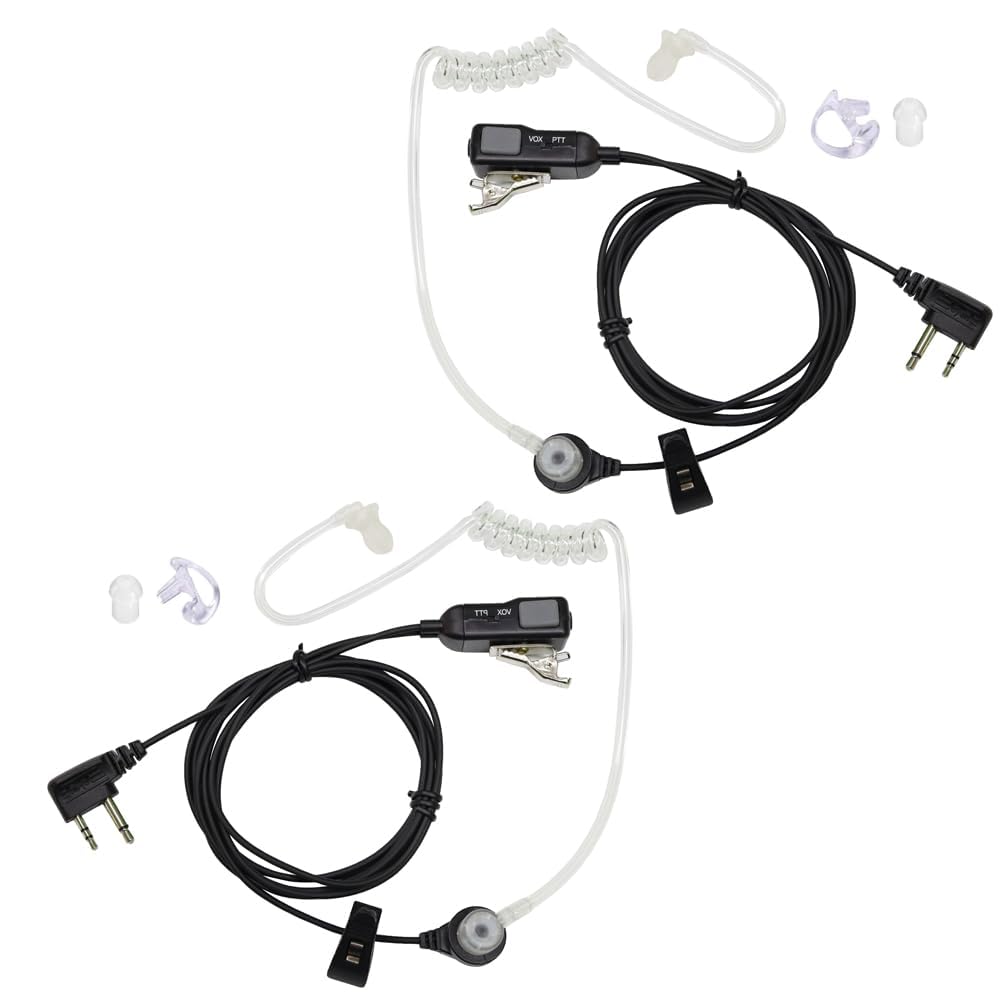 Two Way Radio Earpiece Noise Canceling Transparent Security Headphones Walkie Talkie Earphone With Ptt/Vox   Pair