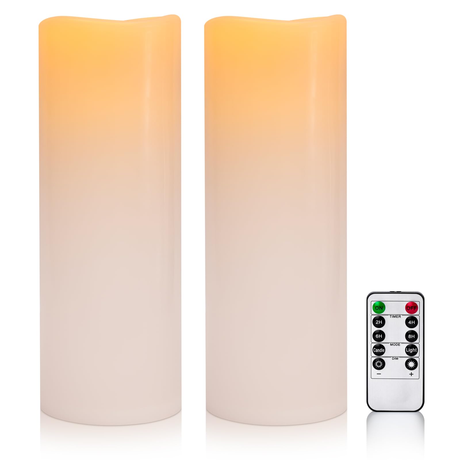 Yongmao 5 x 14 White Large Waterproof Outdoor Flameless Candles Battery Operated LED Flickering Pillar Candles with Remote and T