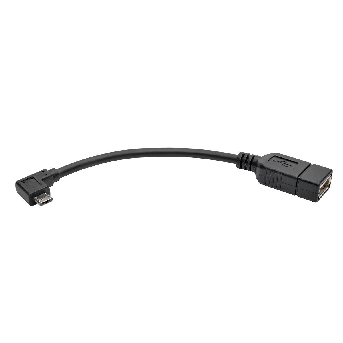 Tripp Lite Micro Usb B To Usb Otg Host Adapter Cable, Right Angle 5 Pin Micro B (M/F), 6'' (U052 06N Ra), Black