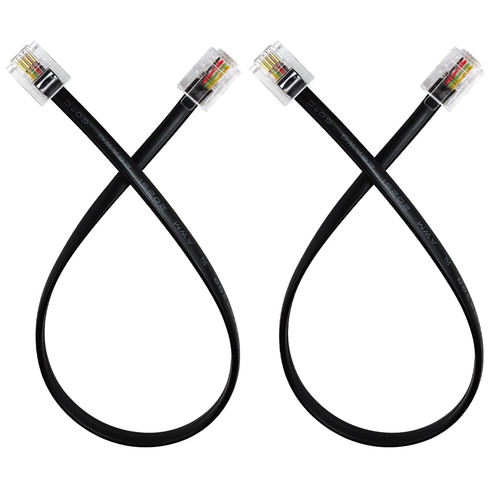 Xanham Phone Cable 1 Foot Short Telephone Line Cord With Rj11 6P4C Connectors For Landline Phone, Fax Machine And Modem, For Bot