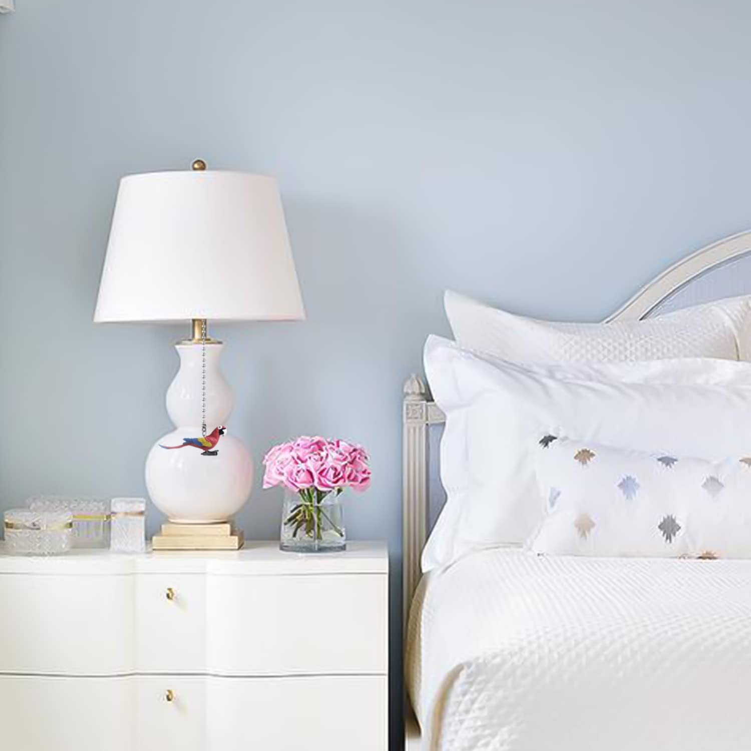 Dotlite Parrot Ceiling Fan Pull Chain,12In Vivid Bird Fan String Pulls Charm Extension Decorative,3Mm Diameter Beaded Fan Light