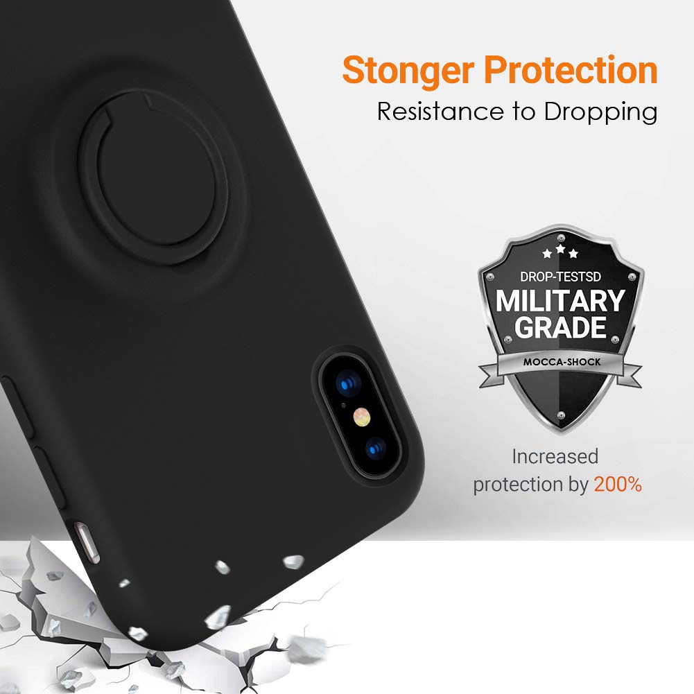 Mocca For Iphone Xs Max Silicone Case With Kickstand | Anti Scratch Full Body Shockproof Protective Case For Iphone Xs Max   Bla