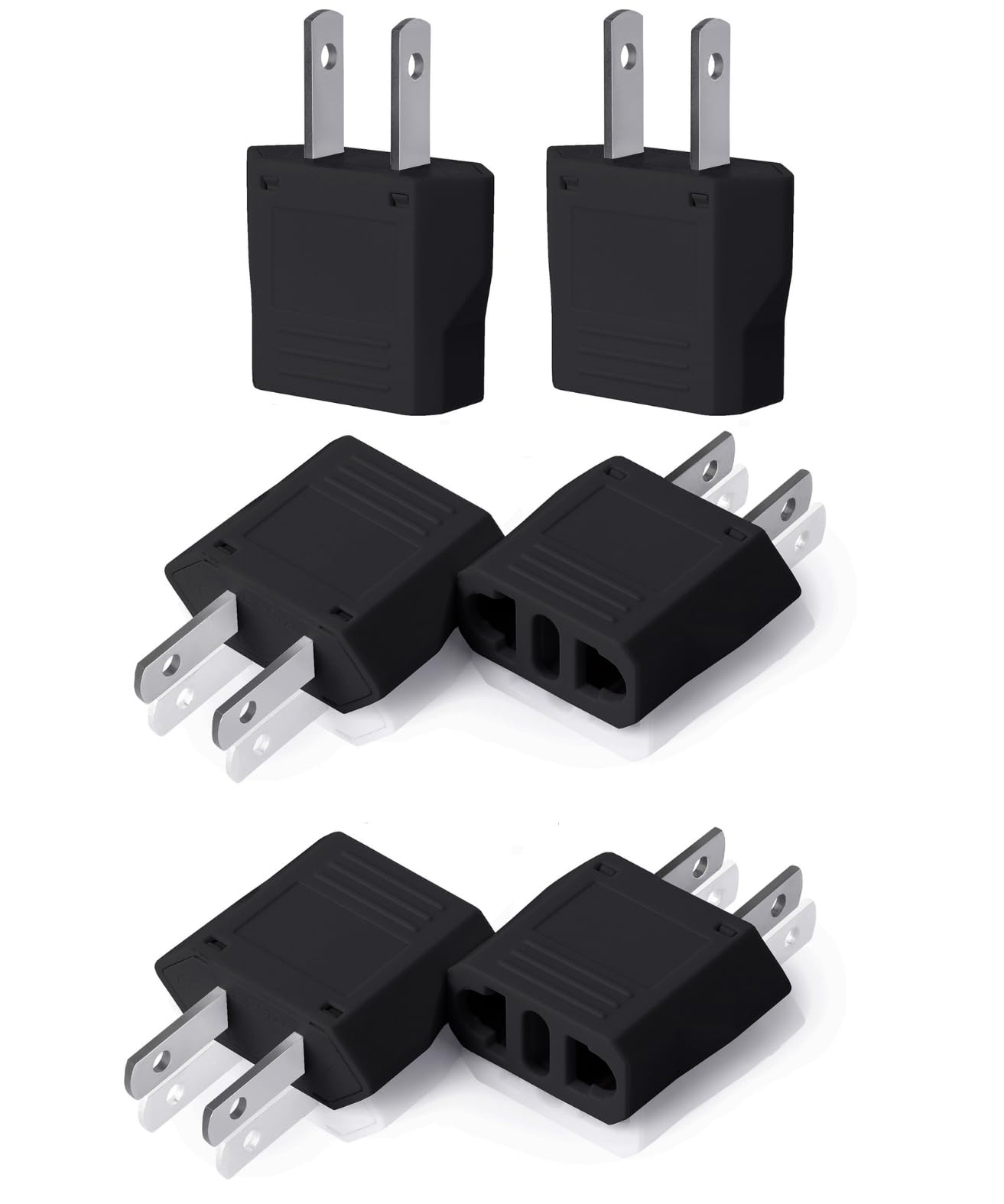 Bates  Europe To Us Plug Adapter, 6 Pack, Black, European To Us Plug Adapter, Eu To Us Plug Adapter, Adapter Europe To Usa, Uk T