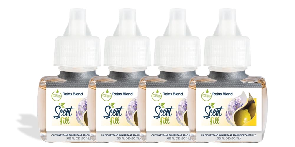 Scent Fill Relax Blend Plug In Air Freshener, 4 Scented Oil Refills
