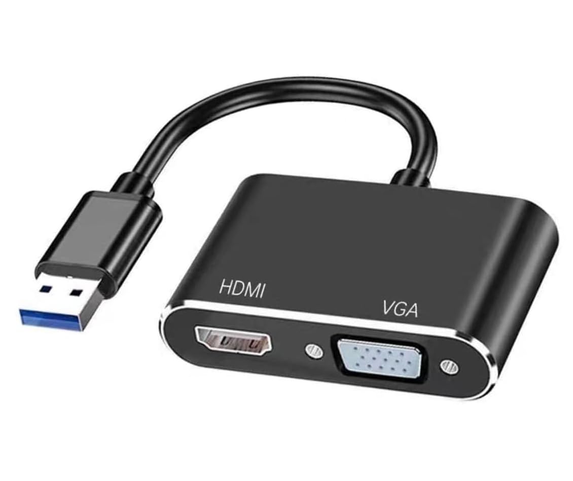 Usb To Hdmi Vga Adapter, 1080P Usb 3.0 To Hdmi+Vga Converter With Audio & Video Simultaneously, Compatible With Win Xp 7/8/10/11