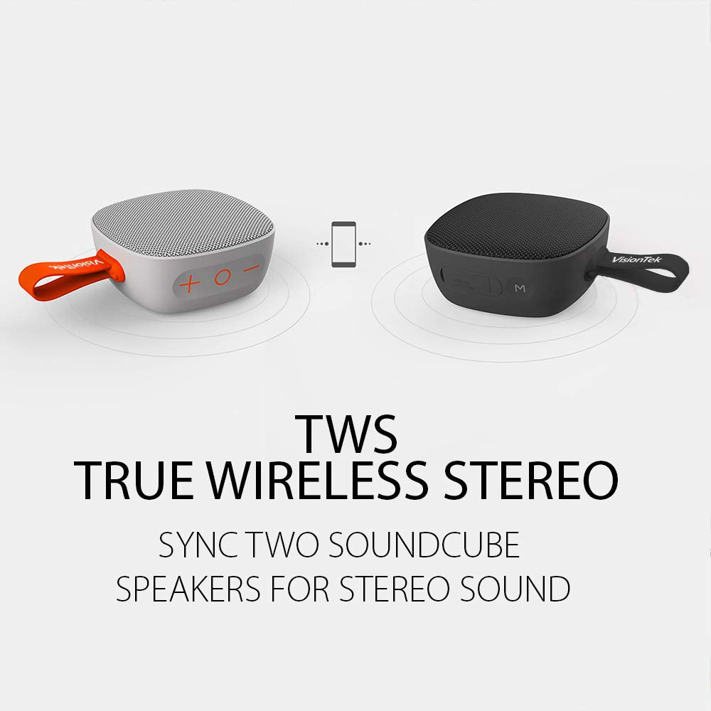 Visiontek Soundcube Wireless Bluetooth Speaker With Ipx7 Waterproof Rating, Bluetooth 5.0, 6+ Hour Playtime, Built-In Mic, Tws S