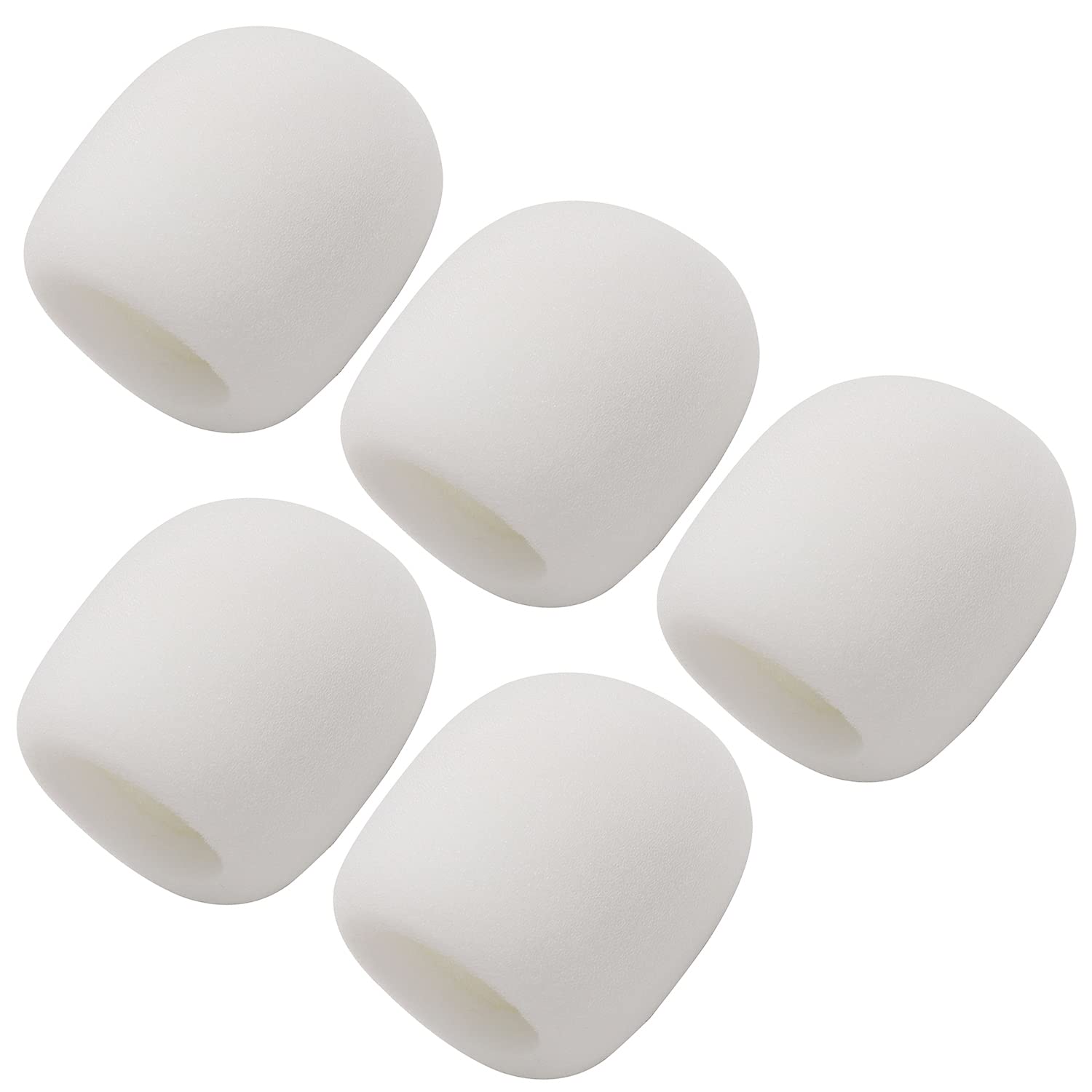 Fielect 5Pcs Microphone Cover Sponge Foam Mic Cover Handheld Microphone Windscreen Shield Protector Mic Foam Filter Cover White For Karaoke Dj, Ktv, Broadcasting