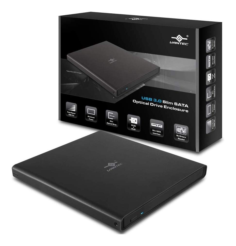 Vantec Usb 3.0 Slim Sata Optical Drive Enclosure (Nst510S3Bk), 9.5 Mm (Slim)