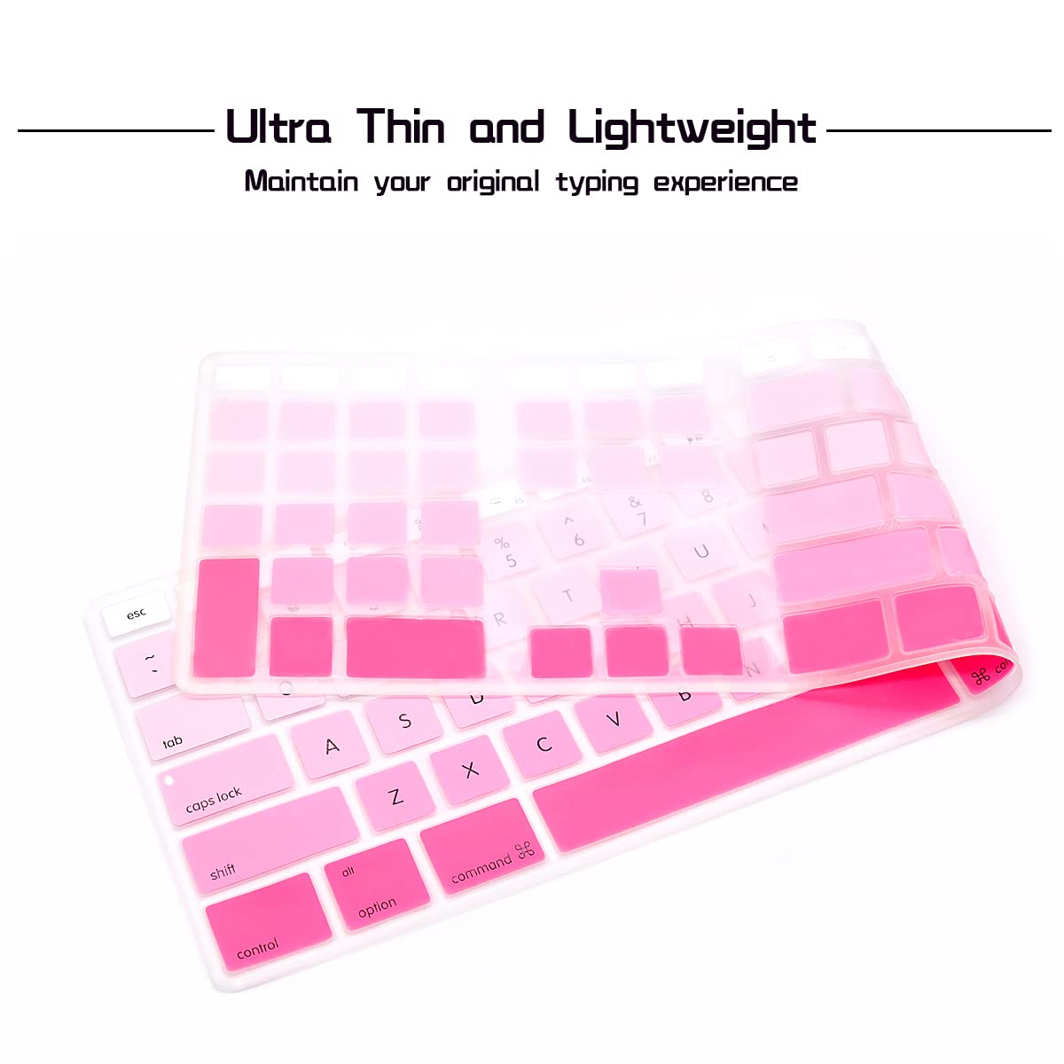 Hrh Ombre Pink Silicone Keyboard Skin Cover For Imac Wired Usb Full Size Keyboard With Numeric Keypad A1243(G6 Mb110Ll/B And Mb1