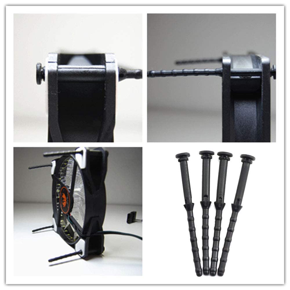 Meetoot 16Pcs Black Rubber Pc Cpu/Case Fan Mounting Screws Vibration Reducing Anti Noise Screws Fan Rivet Xdx 7145