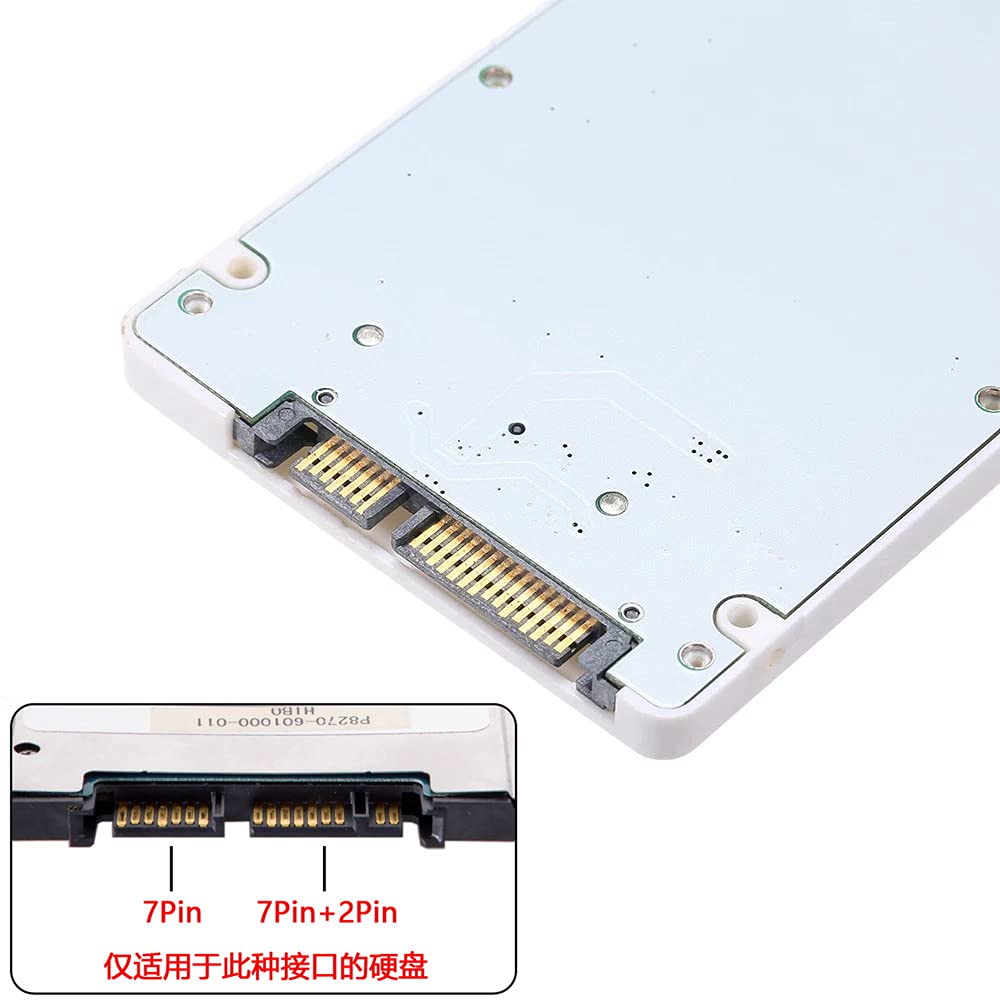 Nfhk 1.8'' Micro Sata 16Pin Ssd To 2.5'' Sata 22Pin 7+15 Hard Disk Case Enclosure White 7Mm Height