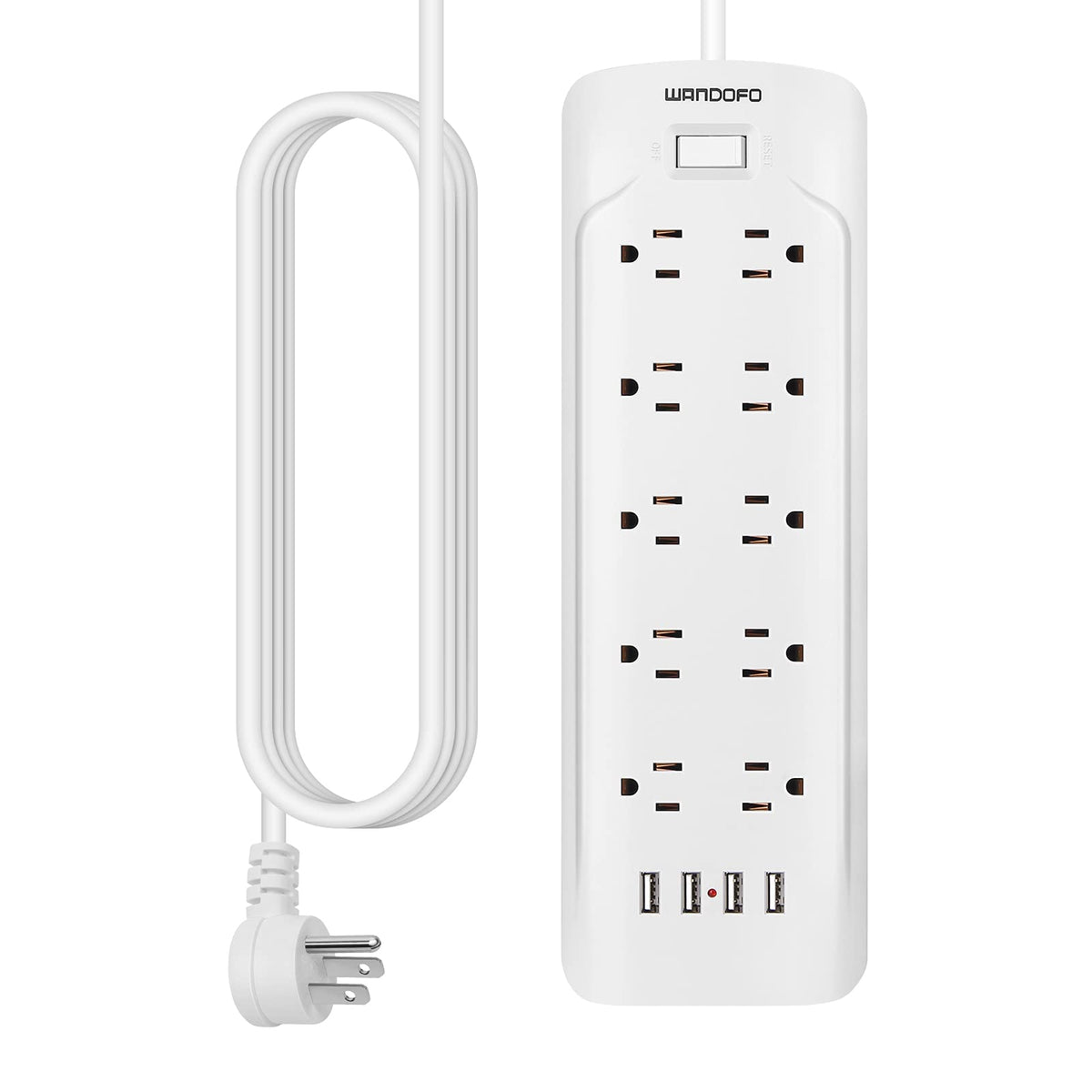 Wandofo 15Ft Extra Long Cord Power Strip Surge Protector, 5V 3.4A Smart Usb Outlet Strip, 10 Widely Spaced Outlets, Low Profile 