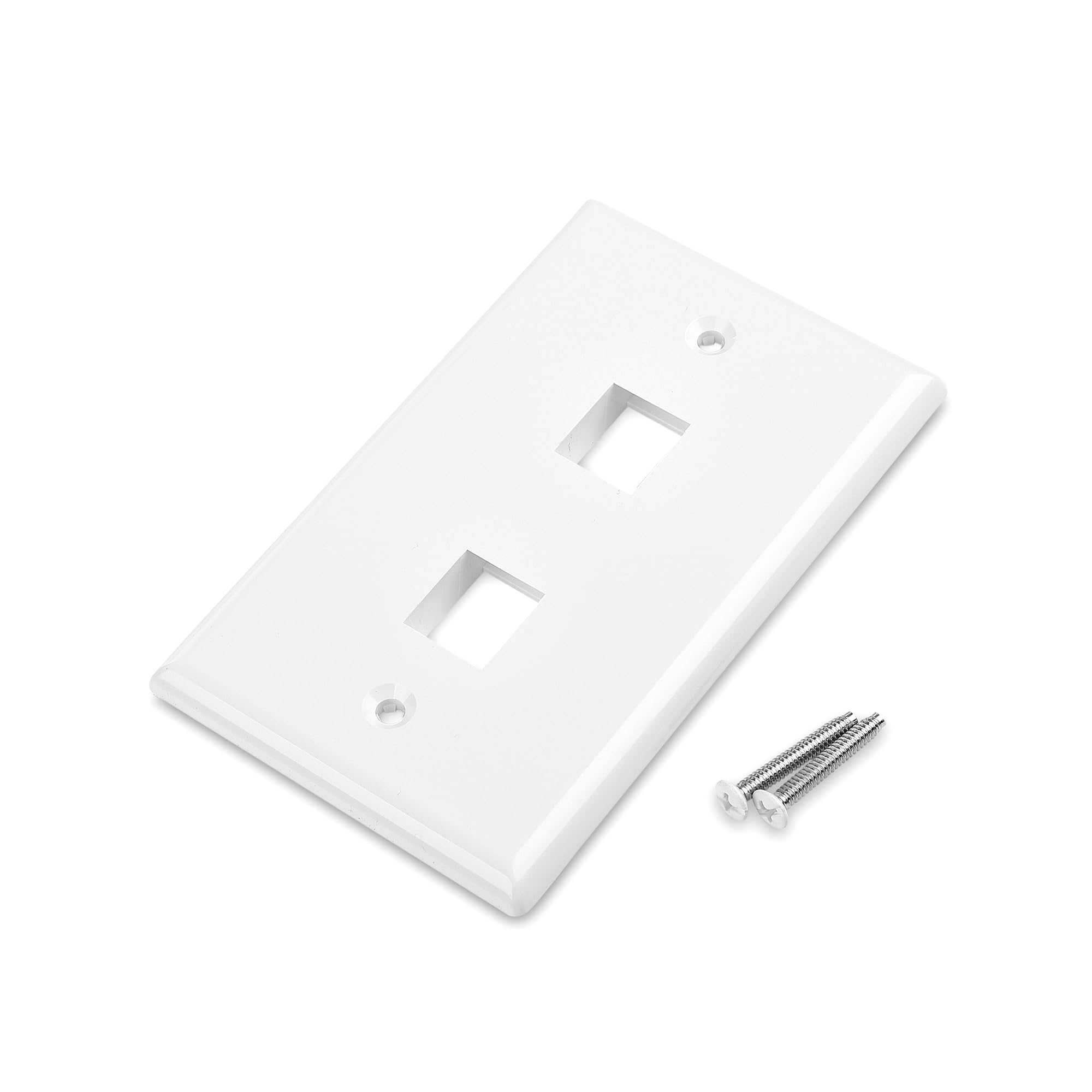 Cable Matters 10 Pack Low Profile 2 Port Keystone Jack Wall Plate, RJ45 Wall Plate for Keystone Jacks in White