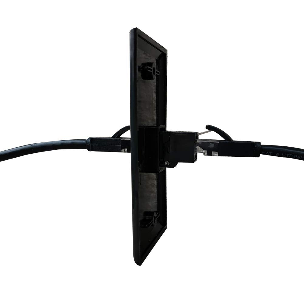 Boplat 1 Port Cat6 Ethernet Wall Plate Black   Single Gang Cat 6 Rj45 Network Cable Cover Plate Female To Female For Cat7/Cat6/C