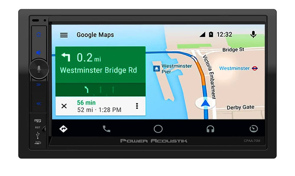 Power Acoustik 7 Double Din Fixed Face Touchscreen Mechless Receiver With Bluetooth Apple Car Pla