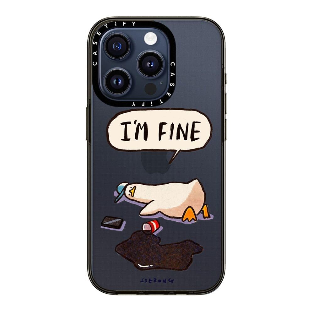 Casetify Compact Iphone 15 Pro Case [2X Military Grade Drop Tested / 4Ft Drop Protection]   I'M Fine   Clear Black