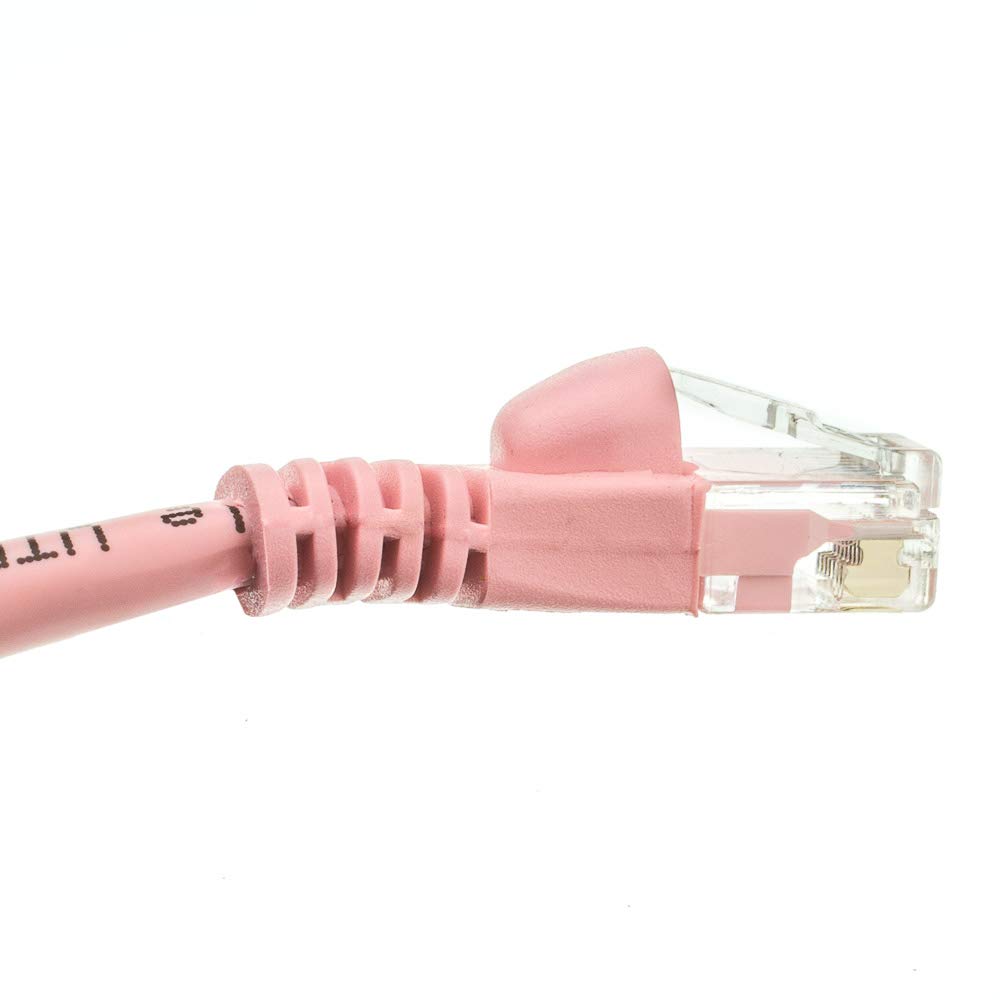 Cat5E Pink Ethernet Patch Cable, Snagless/Molded Boot, 1 Foot