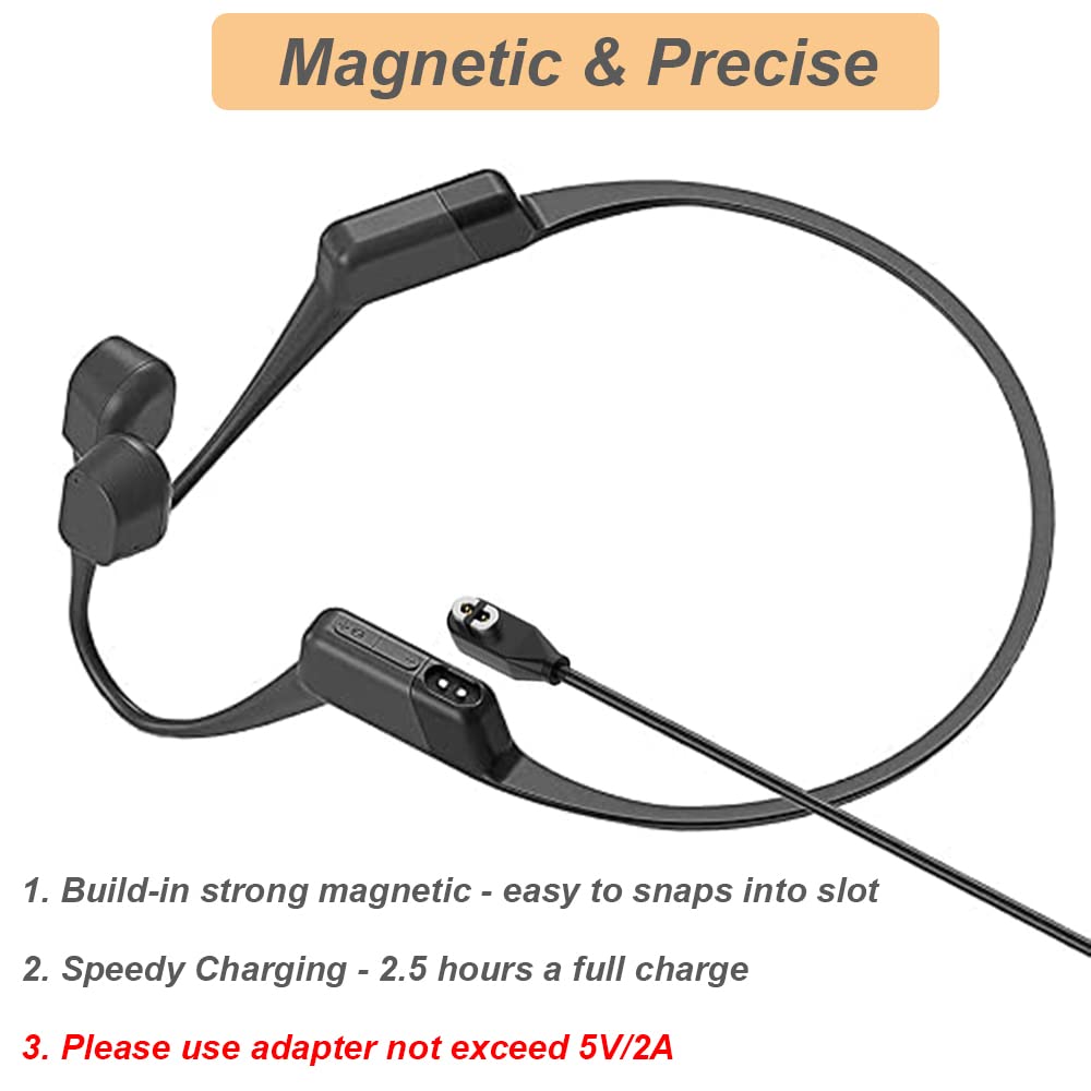 Nisyctk Charging Cable For Shokz Openrun/Openrun Pro/Openrun Mini/Aftershokz Aeropex & Opencomm, Magnetic Usb Charger For Shokz