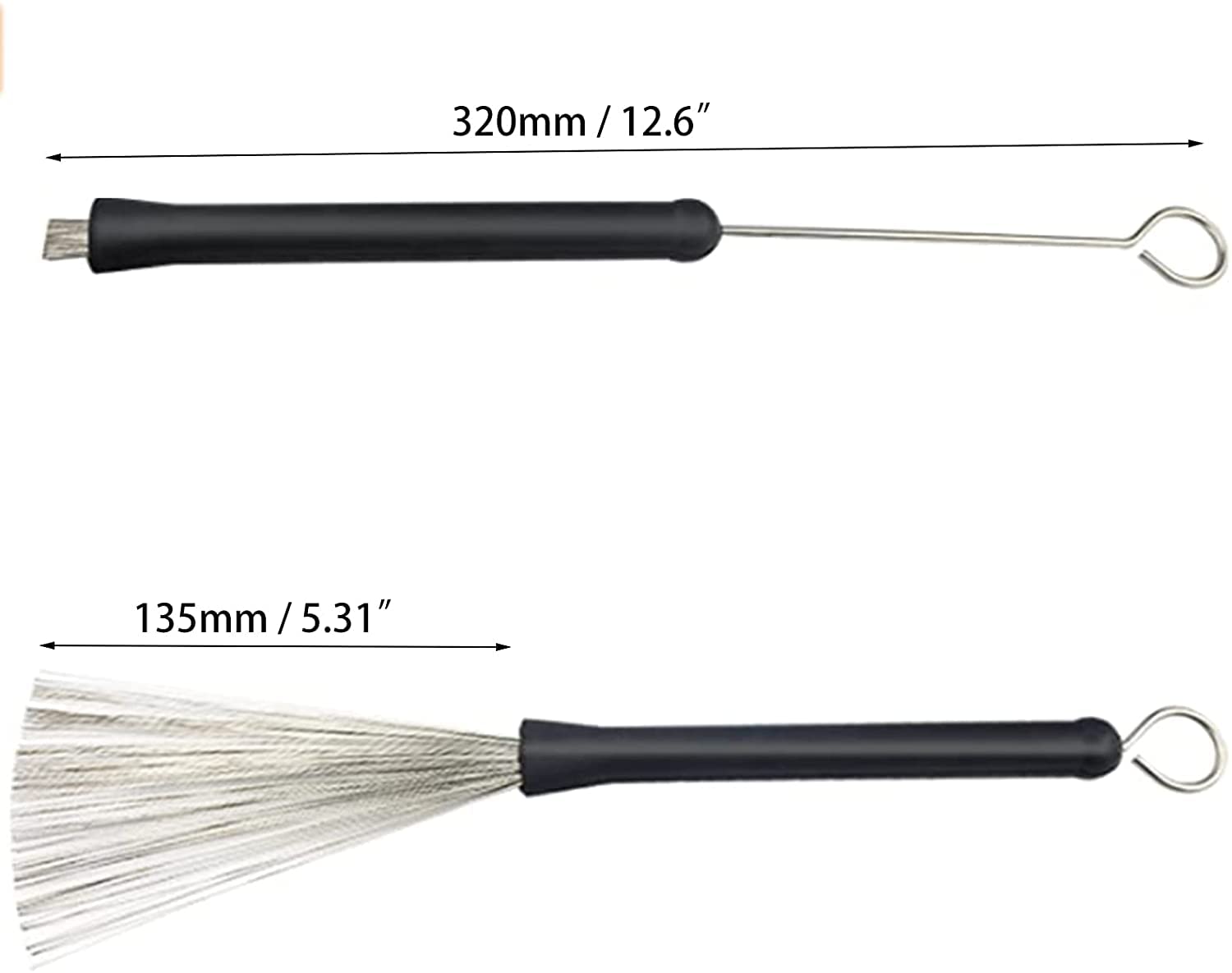 Jiayouy Retractable Drum Brushes Set 1 Pair Drum Wire Brushes And 1 Pair Nylon Brushes Set For Cajon Jazz Acoustic Drummer Playi