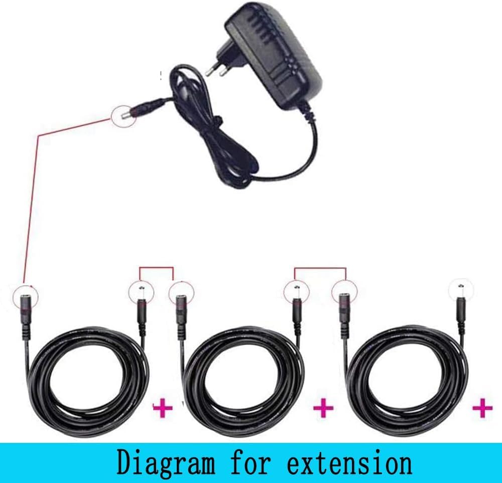 2Pcs Dc Power Extension Cable 5.5Mm X 2.1Mm 18Awg Current 10A 16.4Ft Female To Male,Thickened Metal Connector Extension Cord For