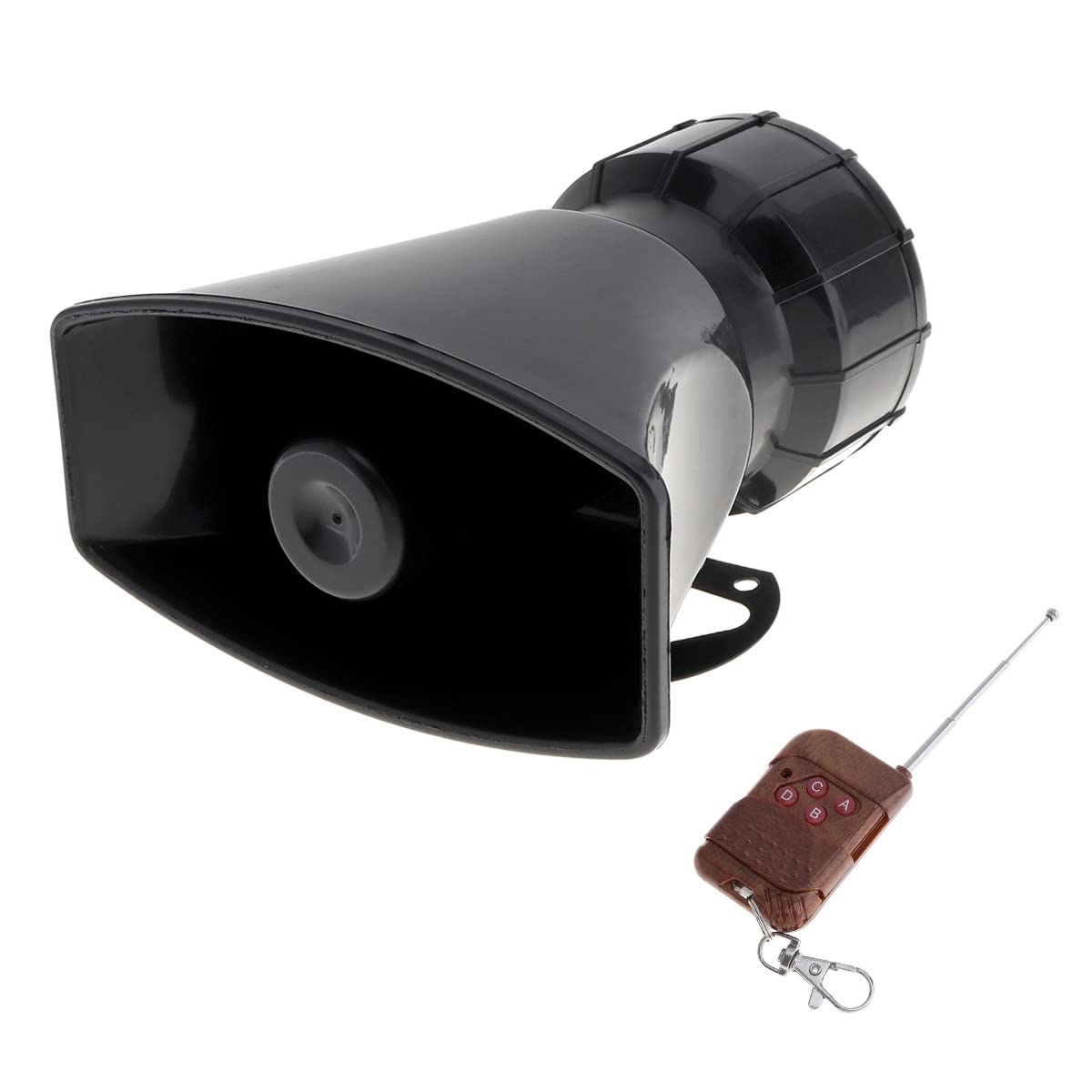 Epathchina 7 Sounds Loud Car Warning Alarm Police Fire Siren Horn Speaker With Brown Remote Controller 12V 100W