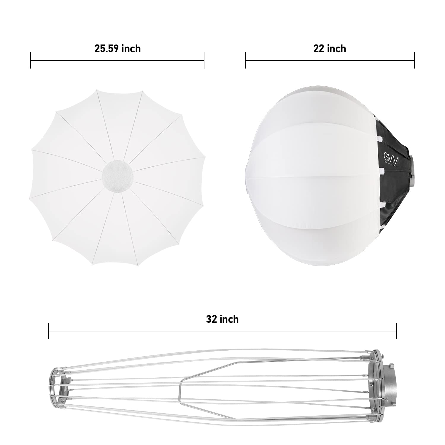 Gvm Lantern Softbox Soft Light Modifier, 26Inch, Quick Setup Quick Folding Gvm Light Upgraded For Gvm Sd80D P80S Sd300D Sd200D S