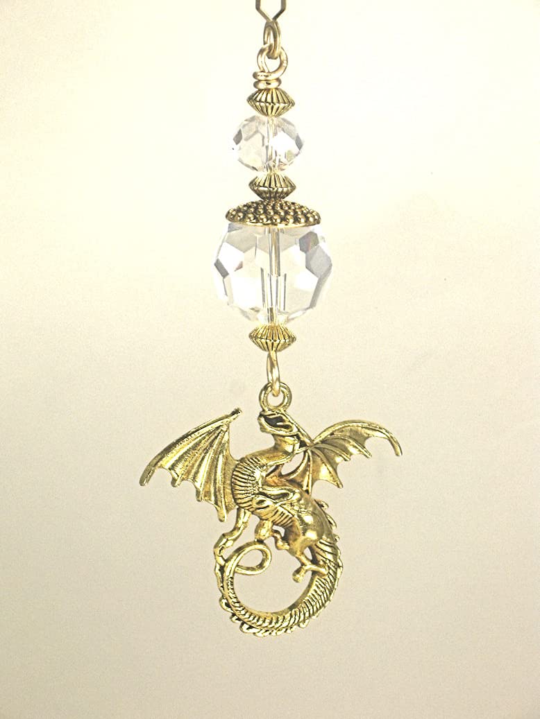 Golden Dragon With Clear Faceted Glass Ceiling Fan Pull
