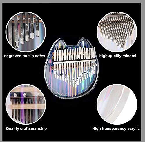 Beveetio Clear Kalimba Thumb Piano With Eva Protective Case, Transparent Crystal Kalimba 17 Key, Musical Instrument Gifts For Ki