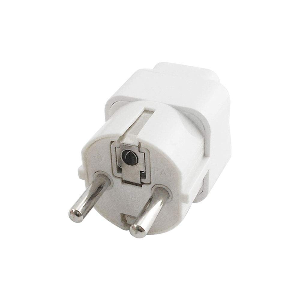 Vsanstar European Travel Plug Adapter, Schuko Type E/F, 2-Pin Grounded, 3 Pack, White, for Germany, France, Europe, Russia, South Korea