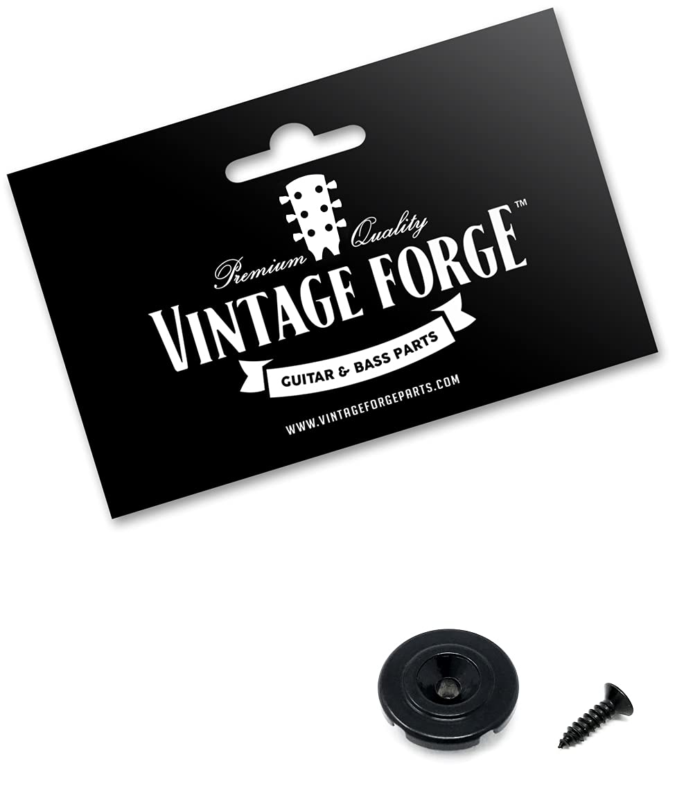 Vintage Forge Black Round Slotted String Retainer Guide Tree For Fender Precision Jazz Style Bass Guitars And Others With Screw