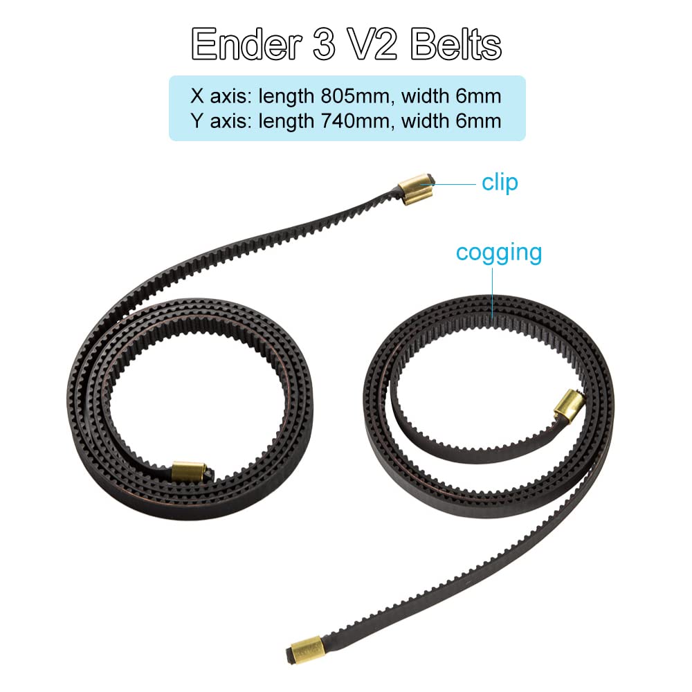 Enomaker Ender 3 V2 Belts Xy Synchronous Belt Kit Open Timing Rubber 2Gt Timing Width 6Mm Y Axis 740Mm + X Axis 805Mm For Creali