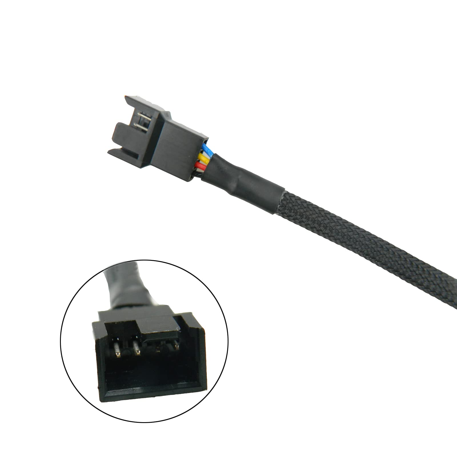 5Pcs 4 Pin Pwm Fan Splitter Cable Sleeved Braided Adapter Computer Pc Fan Extension Power Supply Cable Converter Cord Wire Compa