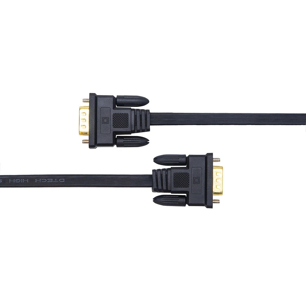 Dtech 10M Ultra Thin Flat Computer Monitor Vga Cable Long 32 Feet Male To Male 15 Pin Connector Standard Svga Wire Black