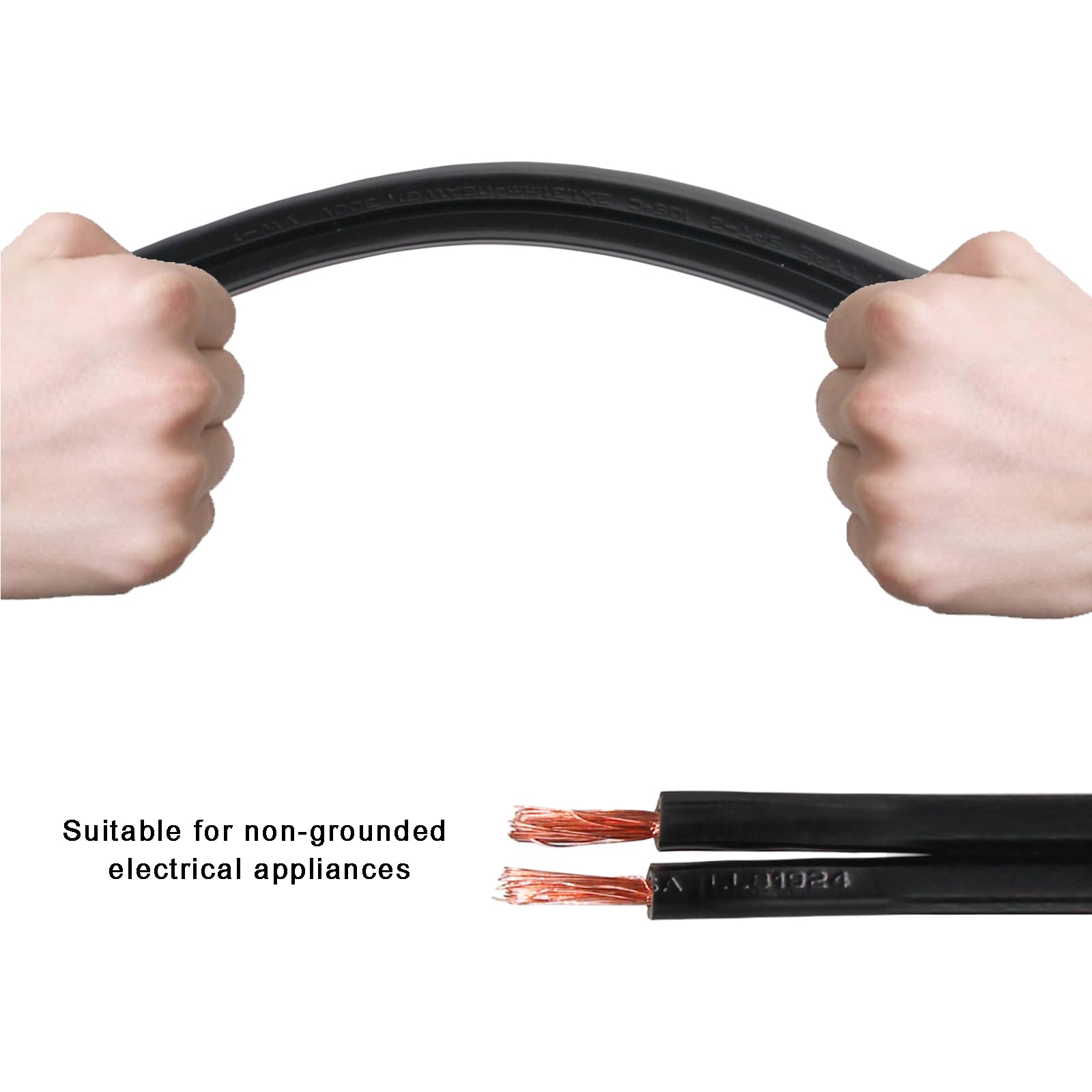 2Pack Power Cord Replacement,6.46Ft Cable 110V 115V 120V 300V Pigtail For Appliance, Nema 1 15P 2 Prong Plug Us Spt 2 16Awg (16/