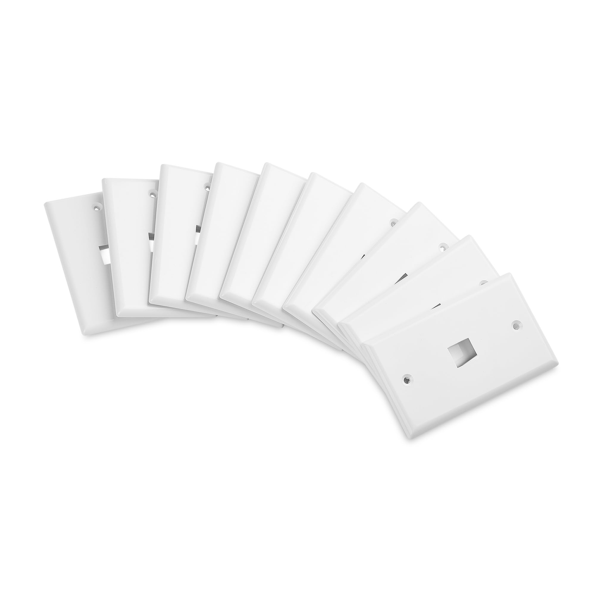 Cable Matters 10 Pack Low Profile 1 Port Keystone Jack Wall Plate, Rj45 Wall Plate For Keystone Jacks In White