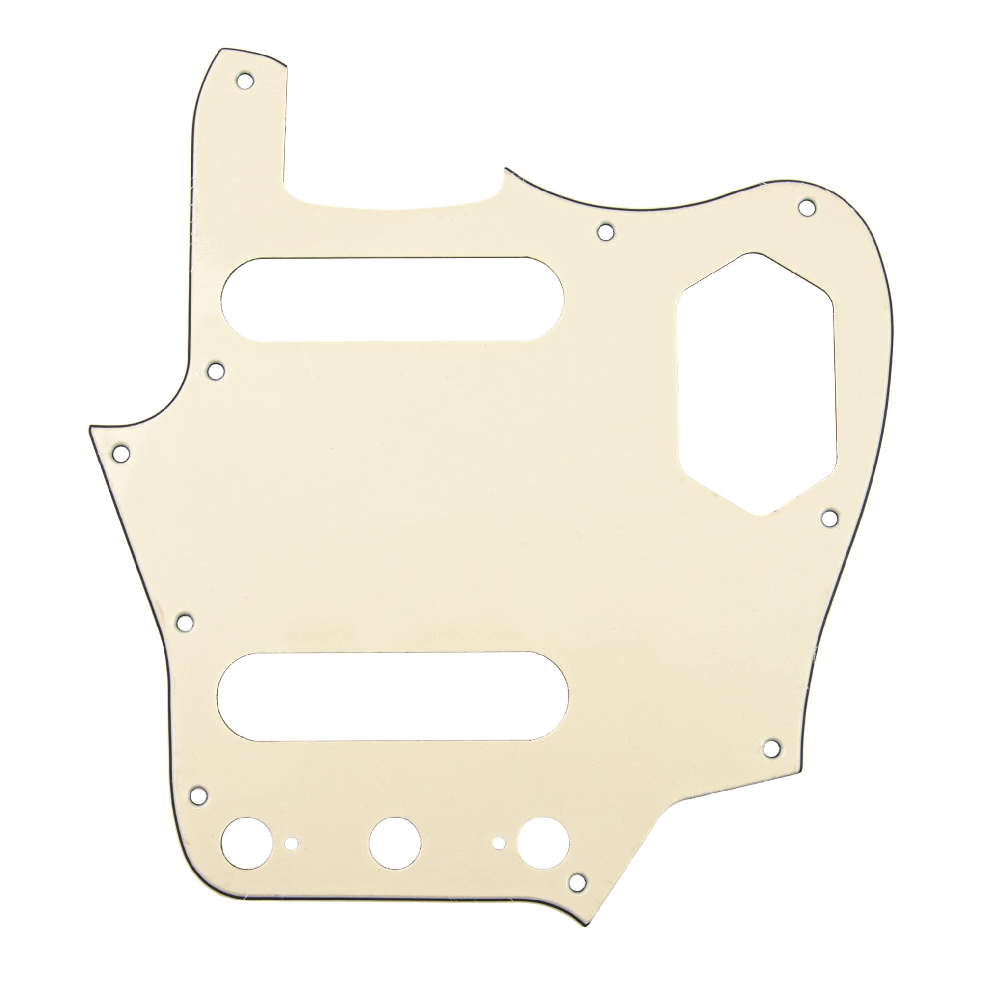 1Pcs Yootones 10 Hole Vintage Style Guitar Pickguard Compatible With Fender American Jaguar (3Ply Cream)
