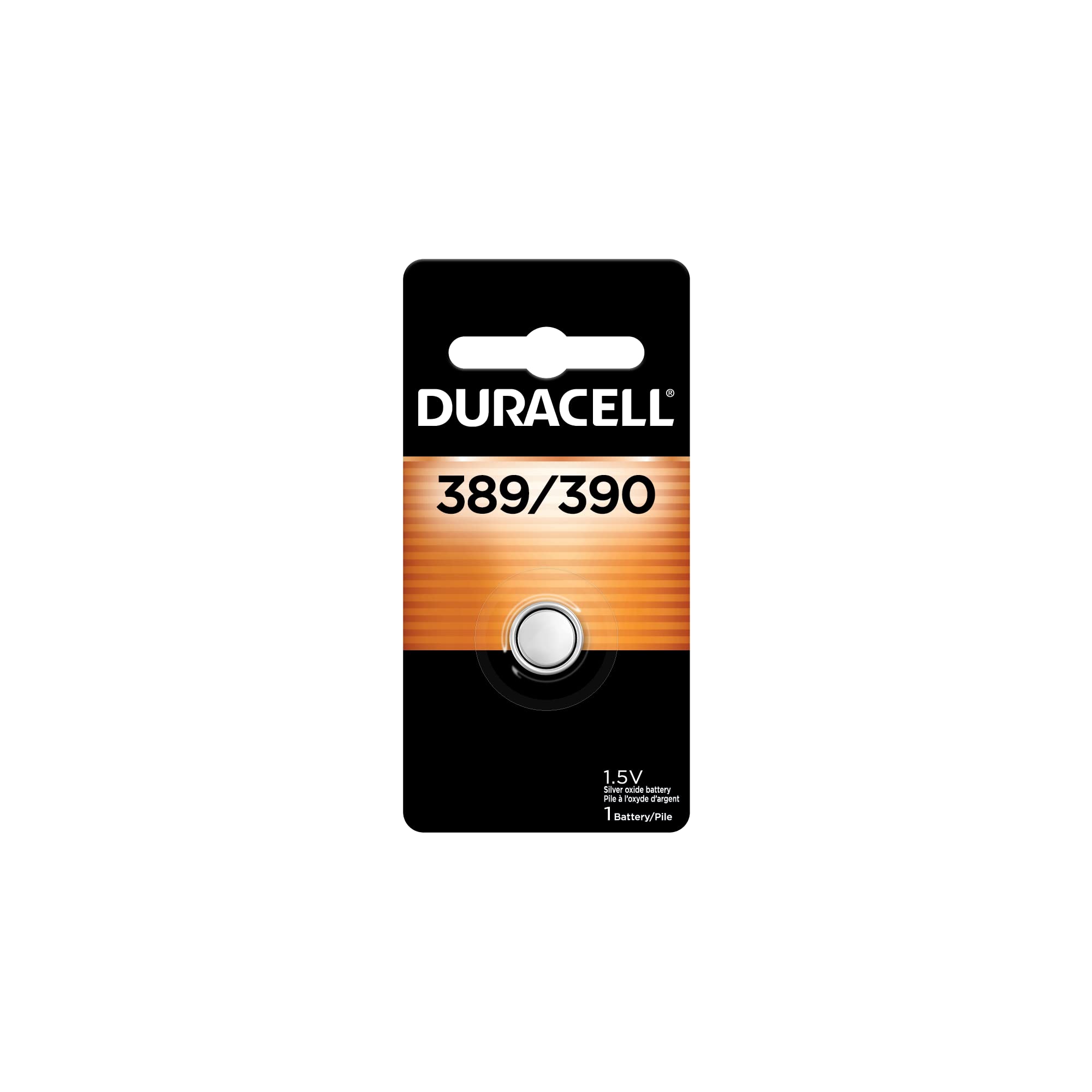 Duracell 389/390 Silver Oxide Button Battery, 1 Count Pack, 389/390 1.5 Volt Battery, Long Lasting For Watches, Medical Devices,